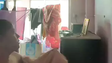 Milk tanker mom removing nighty in living room