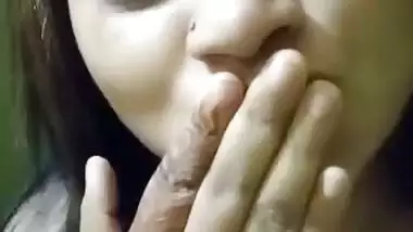 Cute girl opens bra to show sexy boobs to lover