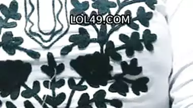 Desi girl in glasses plays with her soft boobs