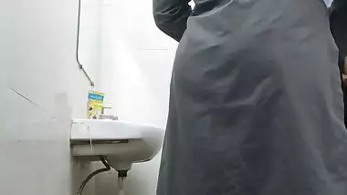 Wife in abroad fucked by office manager in washroom