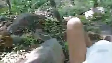 Slim girlfriend outdoor sex in a jungle with boyfriend
