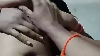 Husband pressing wife boob before sex at home viral MMS