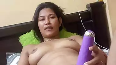 Foot fingering pleasure with dildo fucking horny GF