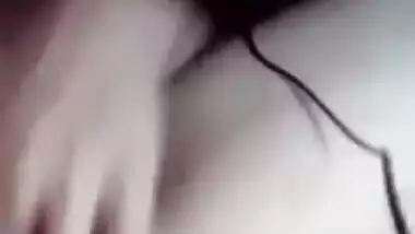 Beautiful cute horny girl fingering pussy selfie