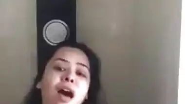 Gorgeous Desi aunty with huge XXX breasts fools around in bathroom